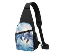 Dolphins in Love 1 Sac à bandoulière imprimé léger réglable pour homme, femme, enfant, Noir , Taille unique, Sac à dos de