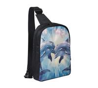 Dolphins in Love 1 sac de poitrine imprimé pour homme et femme, sac à dos à bandoulière imperméable pour coureur, entraînement, randonnée, cyclisme, voyage, Noir , Taille unique, Sac à dos décontracté
