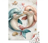 Dolphins in Love Art Print Puzzle 1000 Pièces Educa Jouet en Bois Cadeau Unique De l'art De La Décoration Jeu Éducatif Challenge Toy Adultes & Enfants des 14 Ans 52x38cm/1000pcs
