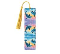 Dolphins in Love Printing Marque-page en bois pour homme et femme, marque unique à lire, cadeau idéal