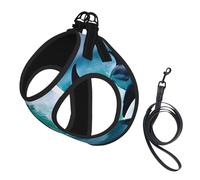 Dolphins in The Sea Harnais avec laisse et gilet rembourré épais pour chiens de très petite et moyenne taille