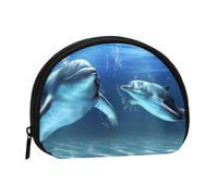 Dolphins in The Sea Mini sac de rangement portable pour monnaie élégant et compact, adapté pour un transport quotidien, Noir , Taille unique