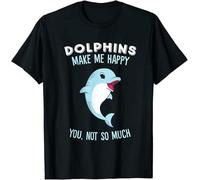 Dolphins Make Me Happy Orca Dolphin T-Shirt Manches Courtes(Small)