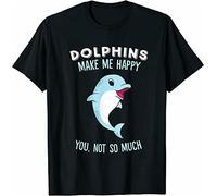 Dolphins Make Me Happy Orca Dolphin T-T-Shirts à Manches Courtes(XX-Large)