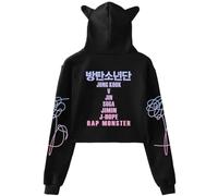 Dolpind Bangtan Boys Suga V Jungkook Jimin Rap Jhope Jin Sweat à capuche Love Yourself avec oreilles de chat, Noir 01, X-Small