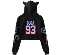 Dolpind Bangtan Boys Suga V Jungkook Jimin Rap Jhope Jin Sweat à capuche Love Yourself avec oreilles de chat, Suga noir, Small