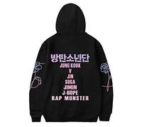 Dolpind Kpop BTS Bangtan Boys Love Yourself Pull à capuche Suga Jimin Jung Kook, Fille Garçon, noir, Large