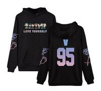 Dolpind Kpop BTS Sweat à capuche avec logo Bangtan Garçon Unisexe JIN SUGA Jimin V, Femme Fille Garçon, V Black, X-Large