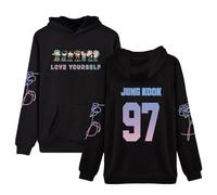 Dolpind Kpop BTS Sweat à capuche avec logo Bangtan Garçon Unisexe JIN SUGA Jimin V, Femme Fille Garçon, Jung Kook Black, XX-Large