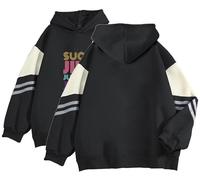 Dolpind Sweat à capuche coréen pop pour femmes et filles, pull décontracté, vêtements pour fans, noir, 3X-Large