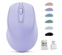 Dolrso Souris Bluetooth rechargeable sans fil pour ordinateur portable/iPad/MacBook Pro/Air, souris silencieuse et portable pour tablette Surface Pro/PC/Lenovo/Samsung (violet)
