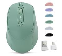 Dolrso Souris Bluetooth rechargeable sans fil pour ordinateur portable/iPad/MacBook Pro/Air, souris silencieuse et portable pour tablette Surface Pro/PC/Lenovo/Samsung (vert clair)