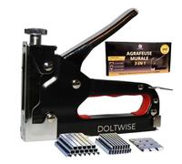 DOLTWISE Agrafeuse murale 3 en 1 avec 600 agrafes | Agrafeuse tapissier robuste pour bois, tissu, plastique et bricolage maison | Compatible agrafes D, U et T