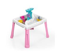 Dolu Table à sable et à eau 3 en 1 Jouet de créativité pour enfants à partir de 24 mois Jouets de jardin Plateau d'activités Table de jeu à eau Bac à sable Rose/Blanc