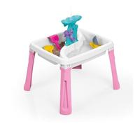 Dolu Table à sable et à eau 3 en 1 Jouet de créativité pour enfants à partir de 24 mois Jouets de jardin Plateau d'activités Table de jeu à eau Bac à sable Rose/Blanc