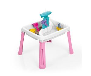 Dolu Table à Sable et à Eau 3 en 1 Jouet de créativité pour Enfants à partir de 24 Mois Jouets de Jardin Plateau d'activités Table de Jeu à Eau Bac à Sable Rose/Blanc