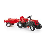 Dolu Tracteur autoporté pour Enfants Ranchero avec remorque, Tracteur à pédales avec remorque pour Les Tout-Petits à partir de 3 Ans, Jouet idéal pour l'intérieur et l'extérieur - Rouge
