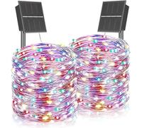 Dolucky Guirlande Solaire Exterieur, 2 Pack Total 400 LED Noël Guirlande Lumineuse Exterieure Solaire Étanche 8 Modes Lumière Solaire Décoration pour Jardin Terrasse Maison Fête Noël Mariage (coloré)