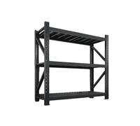 DOLUNTO Organisation Étagères de Rangement Robustes à 3 Couches, étagère Principale/sous-étagère épaisse, Support métallique sur Pied réglable for Garage Unités(Black Main-Shelf,200x60x180cm)