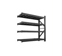 DOLUNTO Organisation Étagères de Rangement Robustes à 4 Couches, étagère Principale/sous-étagère Noire, Support métallique sur Pied réglable for Garage Unités(Black sub-Shelf,200x40x200cm)