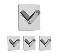 Dolvhin® Crochet porte-serviettes sans perçage,4 crochets de salle de bain autocollants,Crochets muraux en acier inoxydable pour salle de bain et cuisine,Crochet adhésif chromé poli