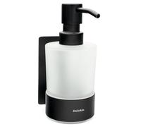 Dolvhin® Distributeur Savon Mural sans perçage | Verre dépoli 250ml adhésif | Doseur Savon Liquide | Porte-Savon à Coller | Distributeur Cuisine & Bain | Pompe à Savon INOX | Noir Mat