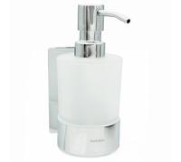 Dolvhin® Distributeur Savon Mural sans perçage | Verre dépoli 250ml adhésif | Doseur Savon Liquide | Porte-Savon à Coller | Distributeur Cuisine & Bain | Pompe à Savon INOX | Chrome Poli