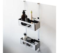 Dolvhin® Étagère Douche à Suspendre Inox | Panier Douche sans Perçage | Rangement Suspendu pour Cabine | Organiseur Gel à Accrocher | Caddy Salle de Bain Acier Antirouille | Chrome Poli