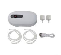 Dolvitrny Aérateur d'appâts vivants rechargeable pour aquariums de pêche - Oxygénateur à double tube avec batterie de 1500 mAh/2200 mAh, alimenté par USB, air portable pour 15-20 L (double tube)