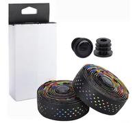 Dolvitrny Bande de guidon double couche en polyuréthane, prise en main antidérapante, bande absorbant la transpiration, absorption des chocs pour vélo de route et VTT (couleur arc-en-ciel)