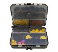 Dolvitrny Boîte de 145 accessoires de pêche à la carpe avec émerillons, bouchons de bouillettes, tube rétractable et composants de plate-forme à cheveux pour hélicoptère et ronnie (143 pièces)