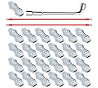 Dolvitrny Connecteur de corde pour clôture électrique, kit de connexion de corde en polyéthylène avec collier de serrage en acier galvanisé, fil de cuivre en silicone et manchon de serrage