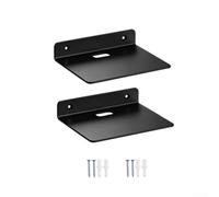 Dolvitrny Étagère murale flottante en acrylique pour plantes, haut-parleurs et appareils photo - 15 x 11,5 x 3 cm - Chevalet d'affichage moderne - Support de montage compact noir (233-2 paquets)