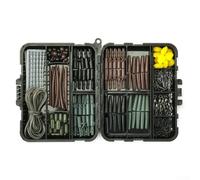 Dolvitrny For Carb Fishing Tackle Box Kit - Ensemble de matériel de pêche à la carpe, 173 pièces avec bas de ligne d'hélicoptère, boutons-pression pivotants et rangement compartimenté pour carpe