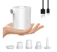 Dolvitrny Gonfleur portable pour flotteurs de piscine, gonfleur électrique sans fil pour radeaux gonflables, mini compresseur d'air rechargeable avec 5 buses, alimenté par USB (blanc)