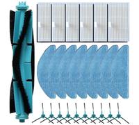 Dolvitrny Kit de remplacement : brosse principale + 4 brosses latérales + filtre HEPA + 4 chiffons en microfibre pour nettoyeur de sol MEDION X41 SW, X41 SW+, X42 SW+ (B)