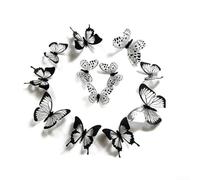 Dolvitrny Lot de 12/24 autocollants muraux 3D en vinyle pour décoration d'intérieur, chambre à coucher, salle de mariage, imperméables et résistants aux intempéries, motif papillon noir