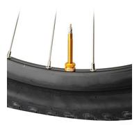 Dolvitrny Lot de 2 écrous de verrouillage de valve en alliage d'aluminium pour vélos de route et VTT - Écrous de buse de pneu sous vide légers, colorés pour tube de vélo (doré)