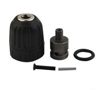 Dolvitrny Mandrin de perceuse sans clé de 0,8 à 10 mm avec palier de butée de couple et support UNF de 3/8", adaptateur de douille hexagonale de 1/2" à 1/4" pour mandrin de perceuse avec couple