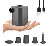 Dolvitrny Mini compresseur d'air portable pour flotteurs de piscine, gonfleur électrique sans fil pour radeaux gonflables, mini compresseur d'air rechargeable avec 5 buses, alimenté par USB (gris)