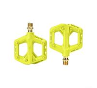 Dolvitrny Pédales de vélo en nylon léger avec broches antidérapantes, roulement scellé, plateforme large pour VTT et vélo pliable (jaune)