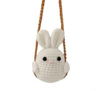 Dolvitrny Pendentif balançoire animal crochet compatible avec la plupart des véhicules, décoration intérieure de voiture en polyester (lapin)