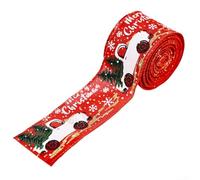 Dolvitrny Ruban de sapin de Noël, motif voiture colorée avec arbre et couronne, bordure rouge métallique, imitation lin, bords métalliques, rouleau de 5 m, 5 cm de large, décoration d'intérieur