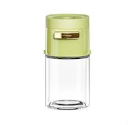 Dolvitrny Salière doseuse avec distributeur à bouton poussoir - Dose réglable de 0,5 g, récipient d'assaisonnement en verre avec couvercle hermétique, pot à épices de stockage sec pour sel, (vert)