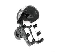 Dolvitrny Support de téléphone pour moto avec pare-soleil, support de guidon rotatif à 360° pour vélo, scooter, poignée anti-vibration pour guidon de 4,7 à 7,0" (guidon et casque)