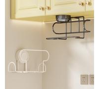 Dolvitrny Support mural pour serviettes en papier avec ventouse, sans perçage, pour lingettes humides et mouchoirs, panier de rangement de grande capacité (argenté)