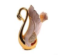 Dolvitrny Swan Ensemble de 7 couverts à dessert, salade, fruits et gâteaux en acier inoxydable pour café, dessert et service à manger (blanc doré)