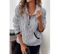 Dolvitrny Sweat-shirt en polaire semi-zippé pour femme avec poche de | Demi-fermeture éclair, design de couleur unie, poche avant, polaire douce, tenue décontractée au quotidien