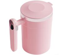 Dolvitrny Tasse à mélanger électrique avec affichage de la température, mélangeur magnétique rechargeable 7 000 tr/min, en acier inoxydable 304, tasse à café portable pour voyage (rose)