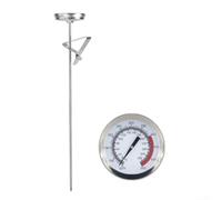 Dolvitrny Thermomètre à viande en acier inoxydable, longue sonde de 20 cm, affichage analogique clair, cuisine, friture, pâtisserie, barbecue, rôti, argent